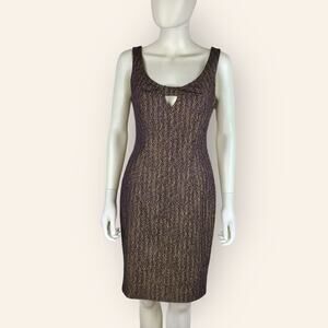 David Meister Black Gold Holiday Evening Dress Purple Bodycon Sleeveless